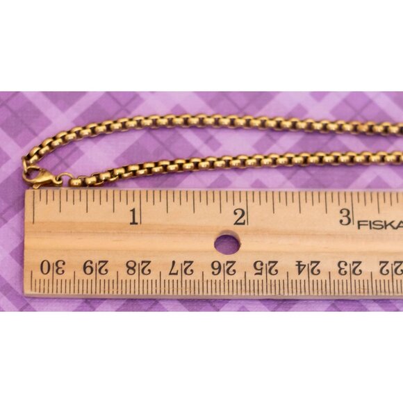 Vintage Elegant Geometric Braids Gold Tone Chain Necklace 30 inch - V11 - Picture 3 of 3